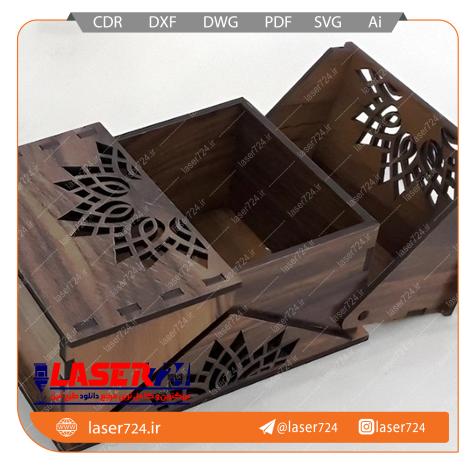 تصویر طرح برش لیزر جعبه انگشتر دو درب (جعبه ساعت دو درب)  دو سایز #1